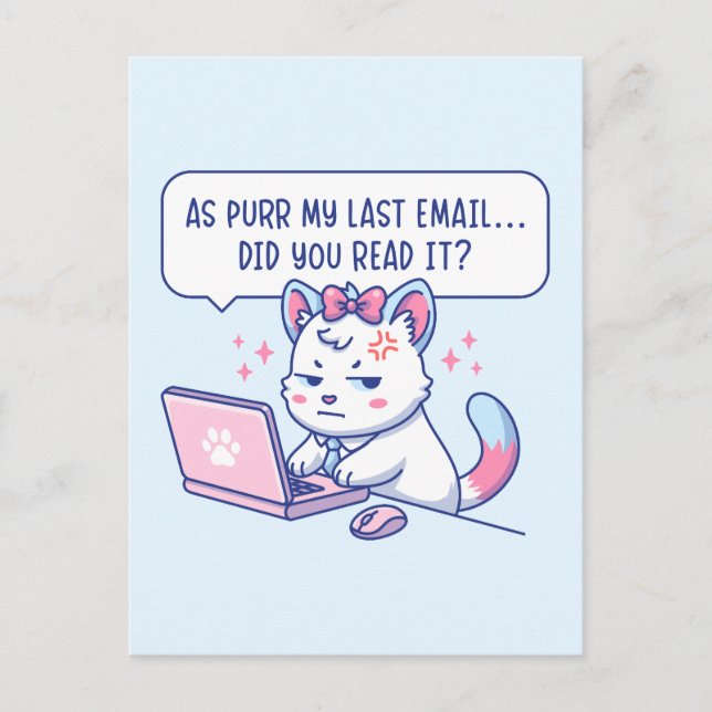 Postal As Purr My Last Email - Funny Cat Office Humor (Anverso)