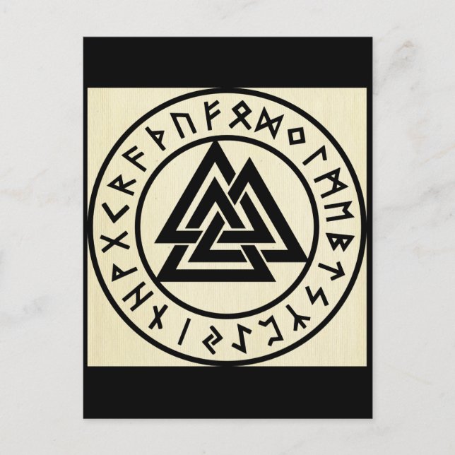 Postal Asatru, antigua religión, símbolos, odin y Thor (Anverso)