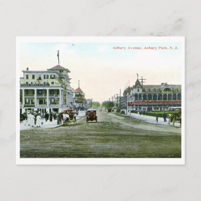 Postal Asbury Ave., Asbury Park, NJ 1915 Vintage (Anverso)