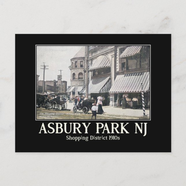 Postal Asbury Park, centro comercial, años 1910 (Anverso)