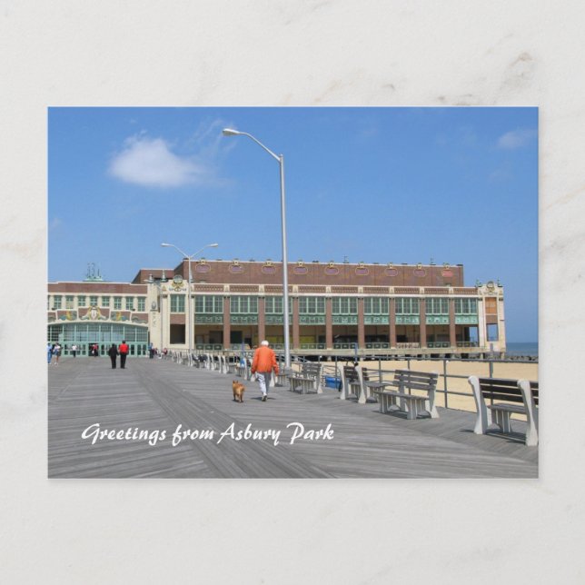 Postal Asbury Park NJ Boardwalk - Perro que camina para h (Anverso)