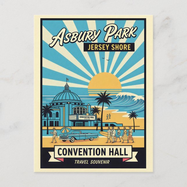 Postal Asbury Park NJ Costa de Jersey Retro (Anverso)