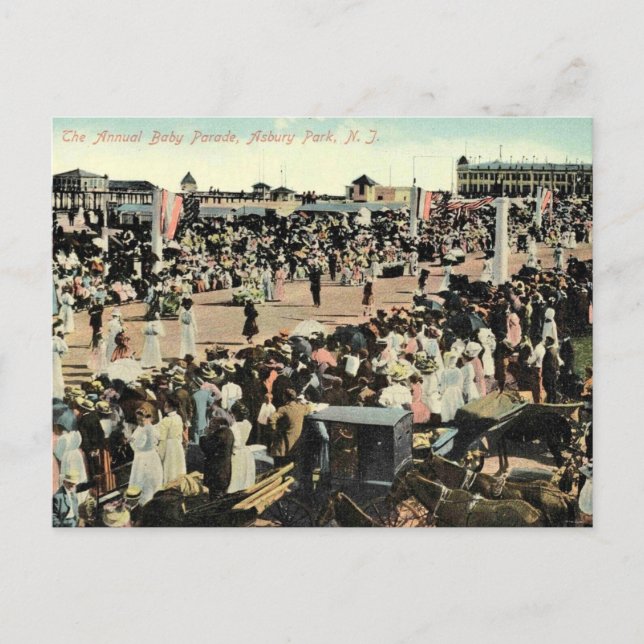 Postal Asbury Park NJ, Desfile de Bebés, 1910s (Anverso)
