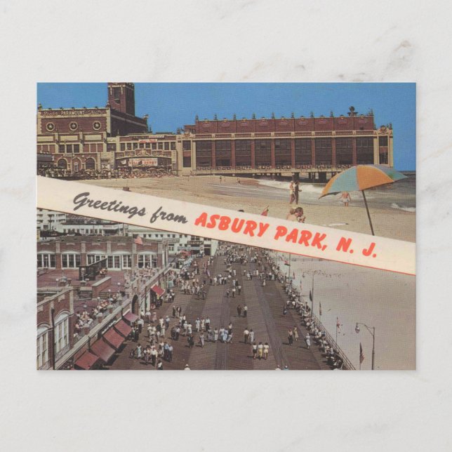 Postal Asbury Park NJ, Greetings, Jersey Shore, Classic (Anverso)