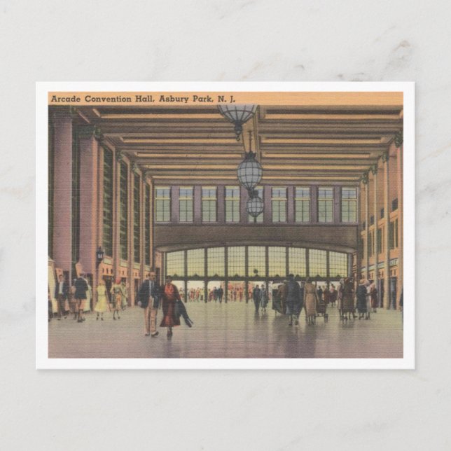 Postal Asbury Park NJ, Sala de Convenciones Arcade 1940 (Anverso)