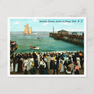 Postal Asbury Park NJ Viendo los Yates 1906 Vintage