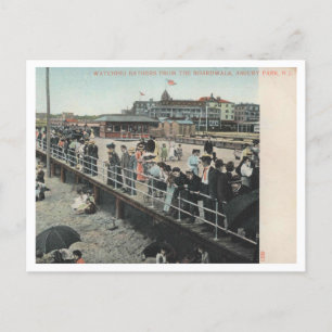 Postal Asbury Park NJ, Watching Bathers, Boardwalk, 1906