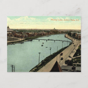 Postal Asbury Park NJ, Wesley Lake View, 1908 Vintage