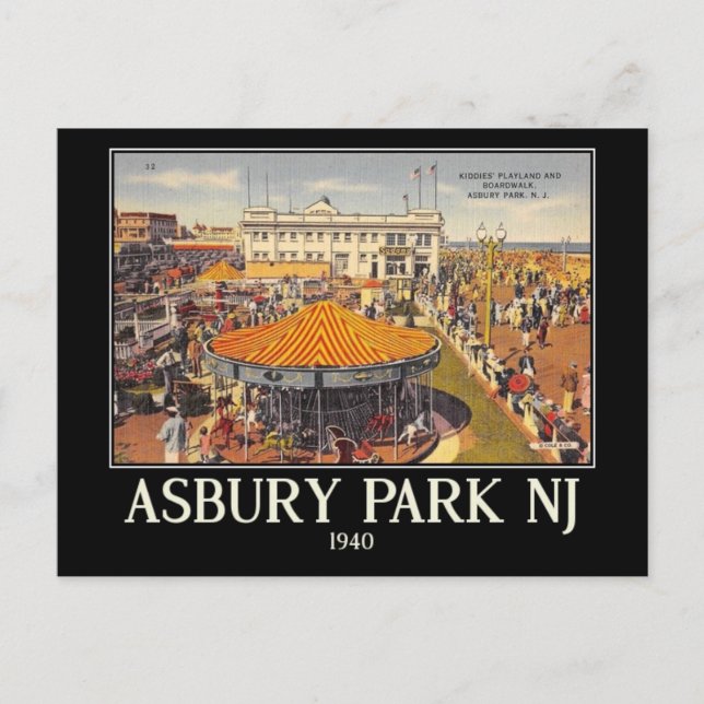 Postal Asbury Park, Nueva Jersey, Vintage (Anverso)