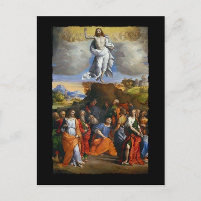 Postal Ascensión en nubes doradas (Anverso)