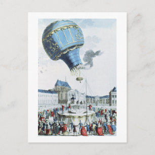 Postal Ascenso del globo aerostático de los hermanos Mont