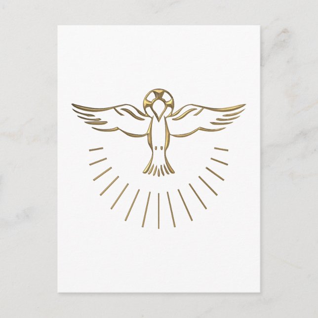 Postal Ascenso dorado "3-D" del Espíritu Santo (Anverso)