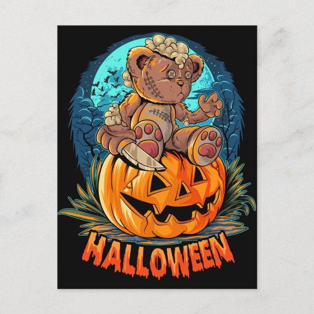 Postal Asesino Teddy Bear Halloween Jack-o-lantern (Anverso)