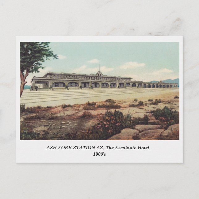 Postal Ash Fork, Ferrocarril de Arizona, Escalante Hotel  (Anverso)