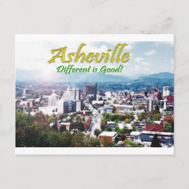 Postal ¡Asheville… diferente es buena! (Anverso)