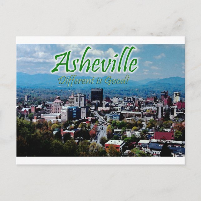 Postal Asheville... ¡Diferente es bueno! (Anverso)
