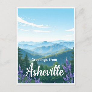 Postal Asheville, NC – Montañas Blue Ridge Antiguas