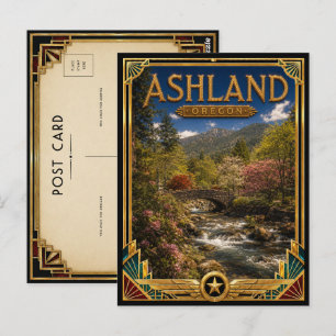 Postal Ashland Oregon Vintage Arte Deco Edad de Oro