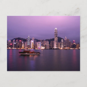Postal Asia, China, Hong Kong, horizonte urbano y
