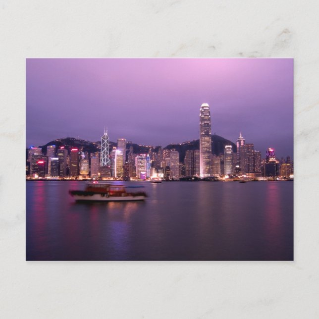 Postal Asia, China, Hong Kong, horizonte urbano y (Anverso)