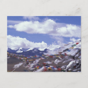 Postal Asia, China, Tíbet, Paso Tangla. Banderas de oraci