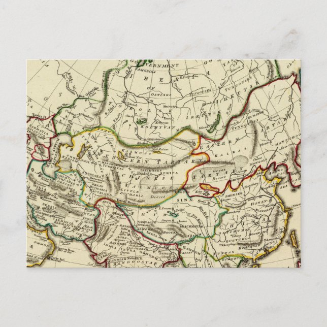 Postal Asia con límites delineados (Anverso)