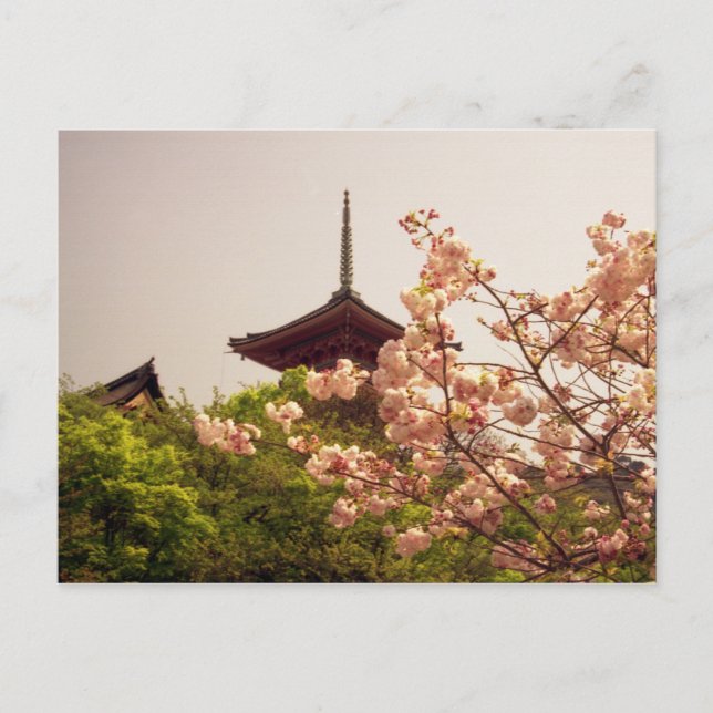 Postal Asia, Japón, Kioto, templo Kiyomizu en primavera (Anverso)