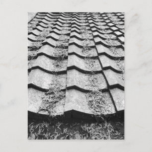 Postal Asia, Japón, Miyajima. Detalle de techo de arcilla