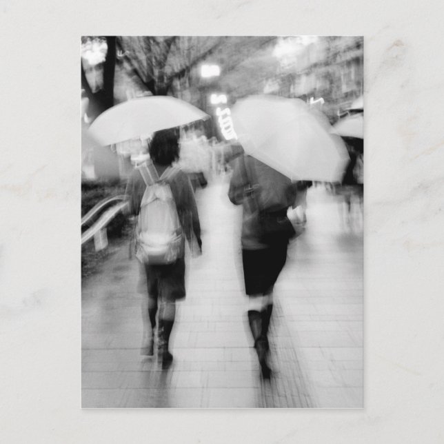 Postal Asia, Japón, Tokio. Mujeres jóvenes y paraguas. (Anverso)