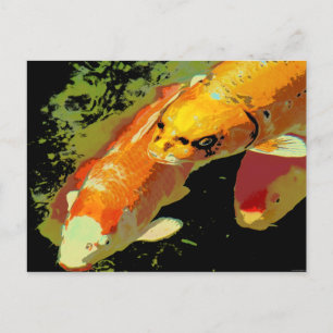 Postal Asia Koi Fish Carp Resumen de arte