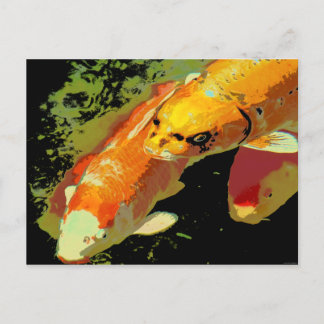 Postal Asia Koi Fish Carp Resumen de arte