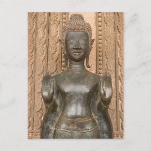 Postal Asia, Laos, Vientiane, Buda de bronce en Hawn