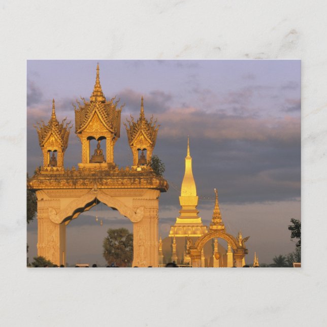 Postal Asia, Laos, Vientiane. Templo de That Luang. (Anverso)