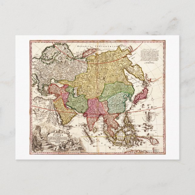 Postal Asia: Mapa panorámicoAsia 6 (Anverso)
