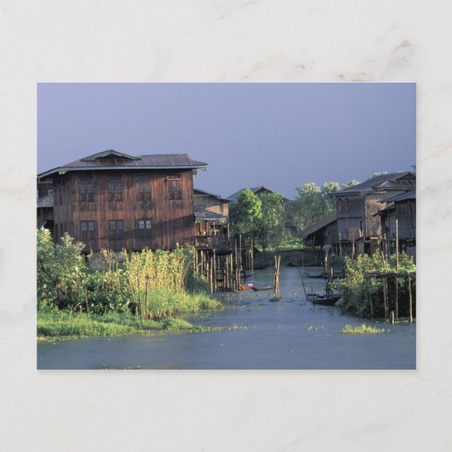 Postal Asia, Myanmar, Lago Inle. Un pueblo flotante en (Anverso)