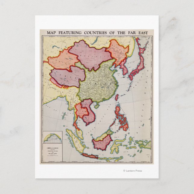 Postal Asia Oriental: Mapa panorámicoAsia Oriental (Anverso)