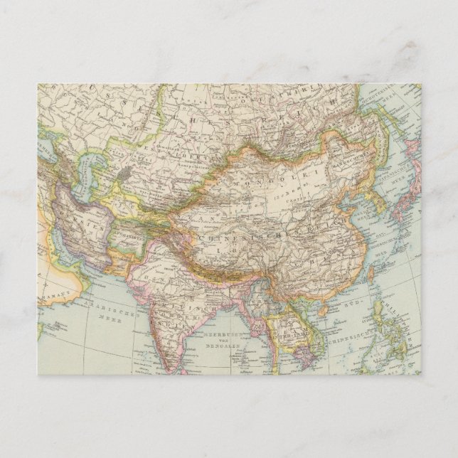 Postal Asien - Mapa de Asia (Anverso)
