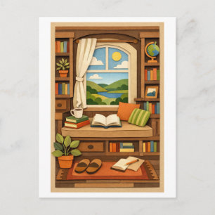 Postal Asiento acogedor junto a la ventana