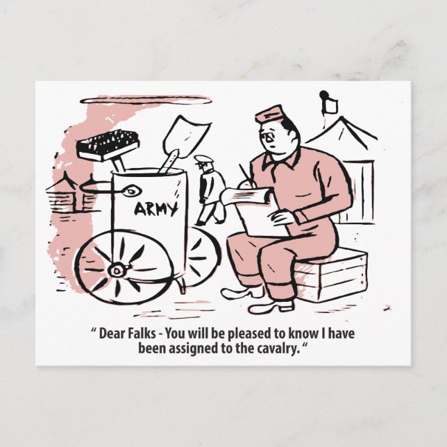Postal Asignado al Calvario, Humor del Ejército, divertid (Anverso)