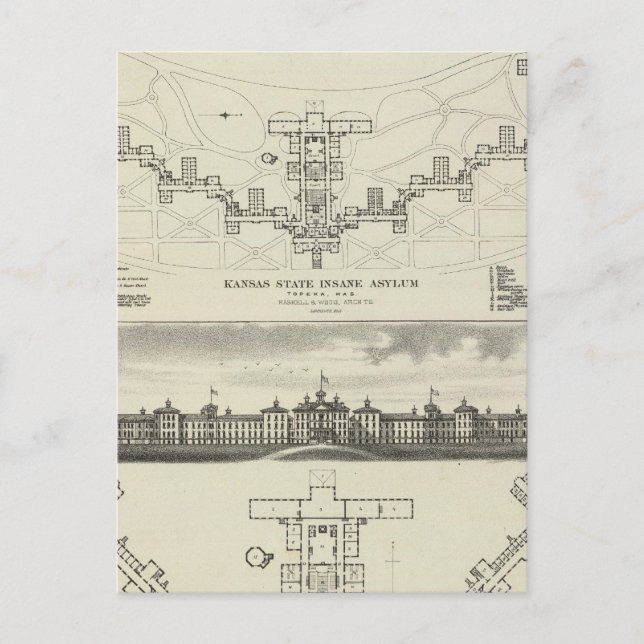 Postal Asilos demenciales del estado de Kansas (Anverso)