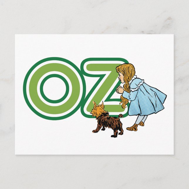 Postal Asistente de cosecha de Oz Dorothy Toto con letras (Anverso)