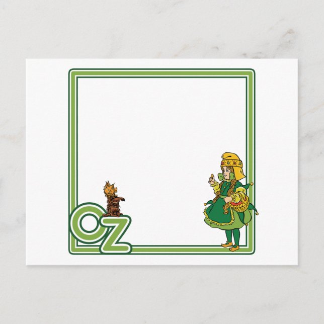 Postal Asistente de cosecha de Oz; Dorothy y Toto (Anverso)