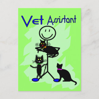 Postal Asistente De Vet Palo Persona Con Gatos Negros