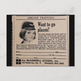 Postal Asistente de vuelo de la azafata del vintage