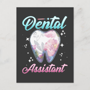 Postal Asistente dental profesión diente floral dentista