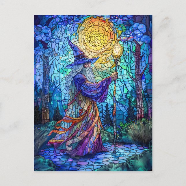 Postal Asistente en bosque con magia (Anverso)