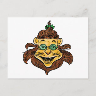 Postal Asistente Vintage de Oz, León con gafas verdes