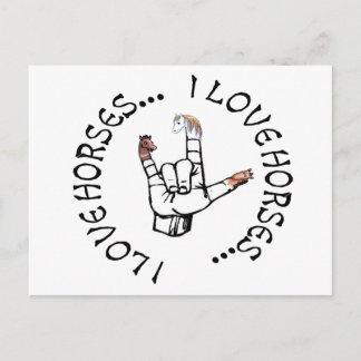 POSTAL ASL I LOVE HORSES (LENGUA DE RÓTULO ESTADOUNIDENSE