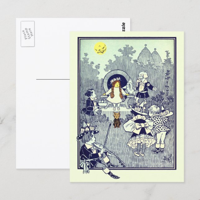 Postal Asombroso El mago de Oz, Dorothy conoce a los Munc (Anverso / Reverso)