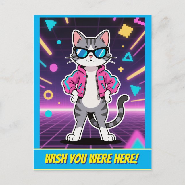 Postal Asombroso gato Guay Retro Gamer (Anverso)